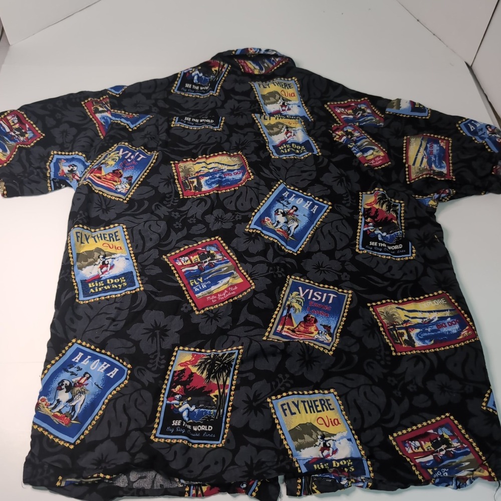 Vintage Big Dogs Hawaiian Shirt Sz Medium‎ Patterns - Picture 6 of 7